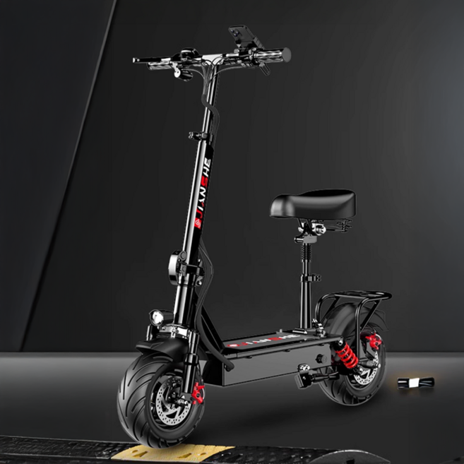 텔픽 앉아서타는 접이식 전동킥보드 출퇴근 대리운전 고성능 배달용, 1개, 블랙, 플래그쉽 50AH (180km)