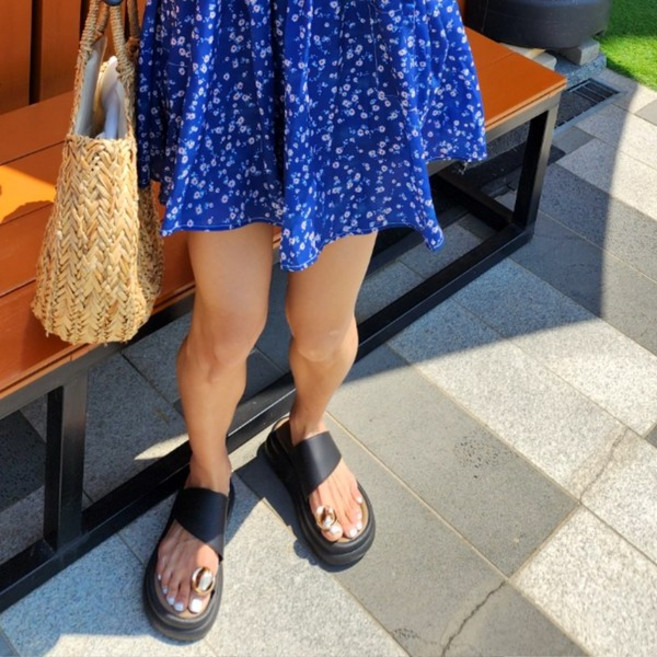 <청담코코> 발편한 골드토 쿠션슬리퍼 쪼리