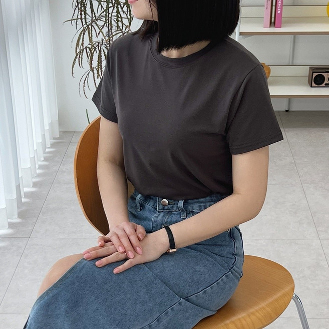 국산 여성 반팔티 이너 티셔츠 모달 여성 반팔 티셔츠 여자 반팔티