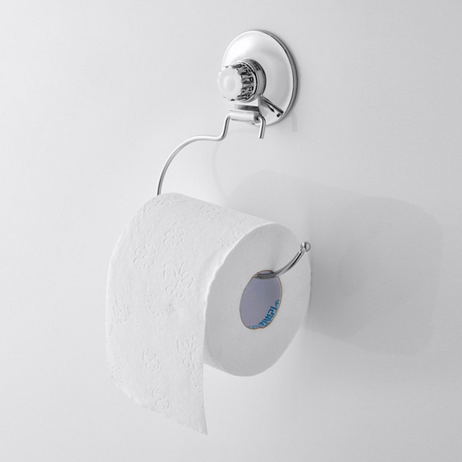 [한샘] [몰X파워락] 휴지걸이 흡착식 스텐레스, 실버, 1개