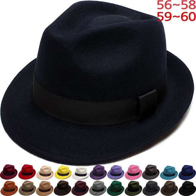 이럭셔리클럽 양모 100 펠트 중절모 페도라 햇 겨울 신사 모자 남녀공용-CAP191210