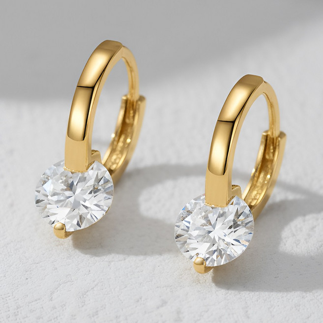 레베르 심플 여성 큐빅 S925 은침 원터치 귀걸이