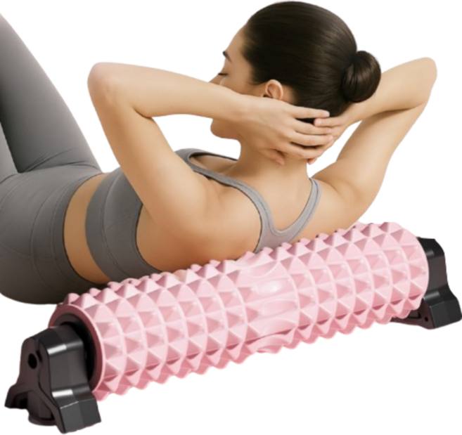 윈드플로우 3D 롤링 돌기 EVA 폼롤러 흡착식 지압 마사지 홈트, 핑크, 1개