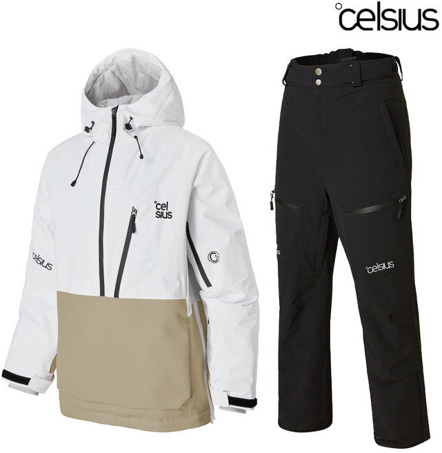 셀시우스 보드복 스톰 밴티지 스트레치 카고 세트 화이트카라멜 스키복