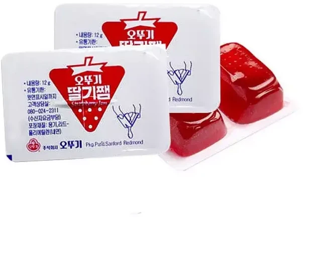 또또오기 일회용 딸기쨈 디스펜팩 토스트 식빵잼 12g 80개 베이킹 카페 디저트 제과점 전자렌지, 1개