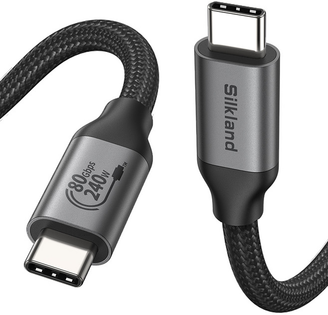 실크랜드 USB4.0 케이블 C타입-C타입 USB-if 인증 썬더볼트5/4/3 호환 240W 80Gbps 고속충전 PD 데이터 케이블, 1개, 블랙, 3m
