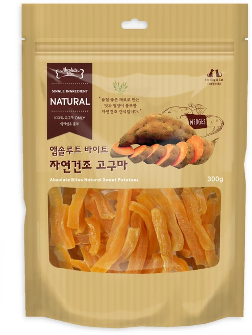 앱솔루트바이트 반려견 자연건조 간식, 고구마, 300g, 1개 - 쿠팡
