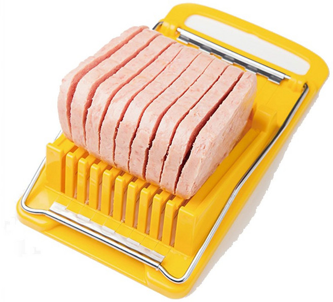 Kokubo 일본 스팸 슬라이서 햄 계란 아보카도 치즈 버터 자르기, 1개, 옐로우