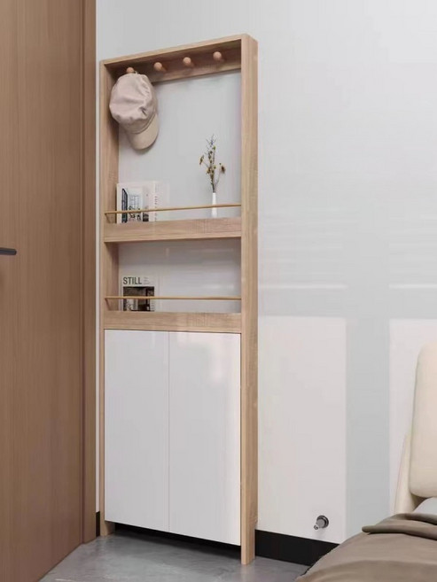 문뒤 틈새 수납장 10cm 초슬림 옷걸이 행거 벽면 책장 원룸 공간활용 정리, 화이트 심플 180cm