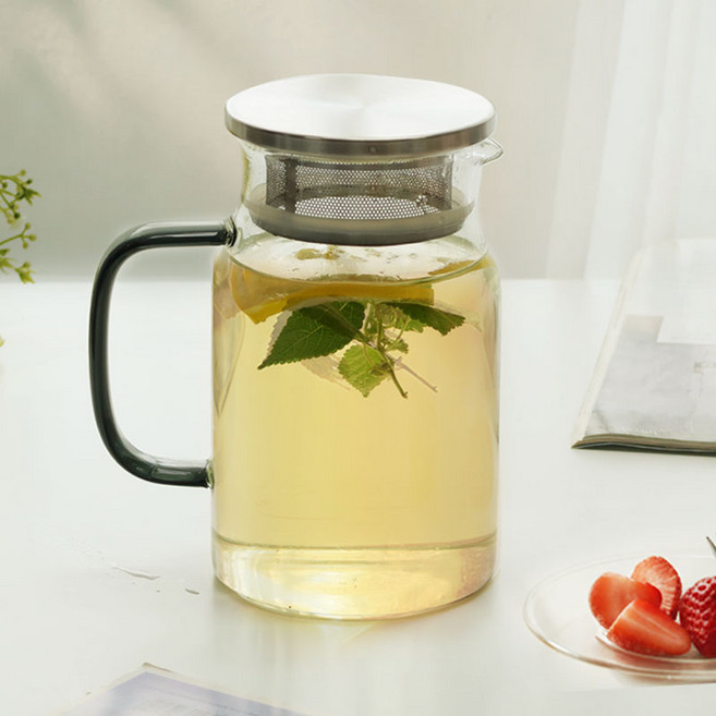 티온 내열유리 차주전자 저그+거름망뚜껑세트 티포트, 1개, 800ml, 투명