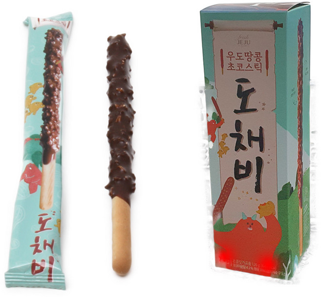 제주를 만난 우도땅콩 초코스틱 도채비 1박스 6개