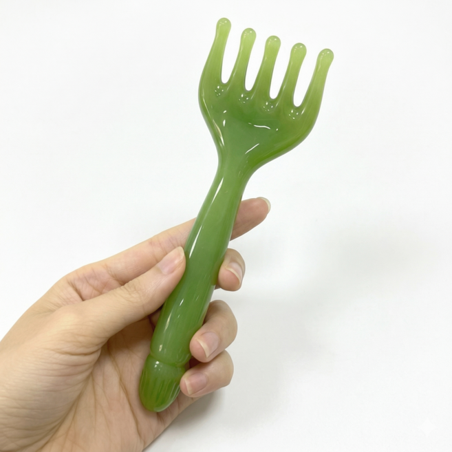 소미조이 두피괄사 마사지기 포크 괄사빗, 딥그린, 1개