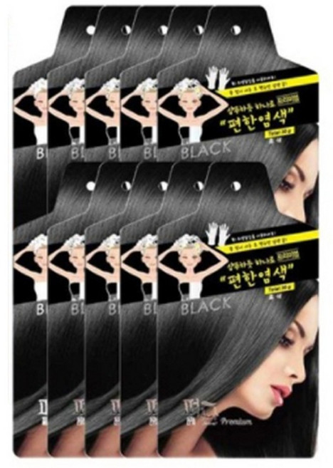 펴난 샴푸하듯 편한 프리미엄 염모제 5p, 블랙, 10개