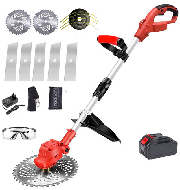 [QZMY] 독일 수입 무선 충전식 예초기 브러쉬리스 모터 제초기 셋트 9인치 고급형 21V 풀세트 고출력 배터리, (배터리 1개), 1세트