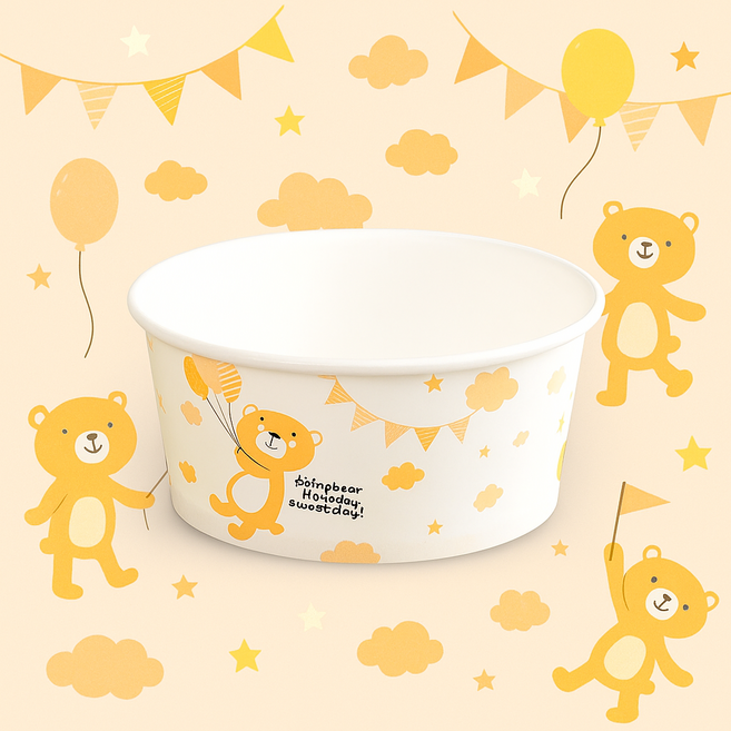 이로울생활 곰돌이 종이용기 125 x 55 mm 520ml, 1개, 500개입