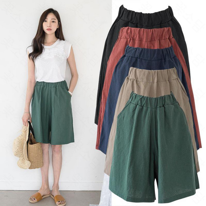 꽃소담 여성 S~8XL 빅사이즈 5부 면바지 QL128