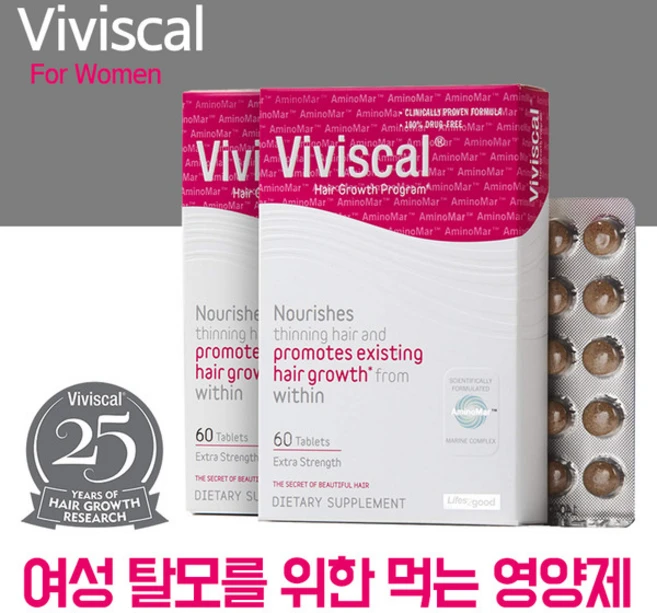 비비스칼 여성 탈모를 위한 먹는 모발영양제 60정Viviscal Extra Strength Hair Nutrient Tablets, 1개, 60정 - 쿠팡