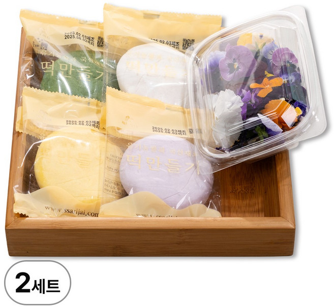 싸리재 화전만들기 세트(반죽 4봉+식용꽃) 화전놀이 키트, 410g, 2세트