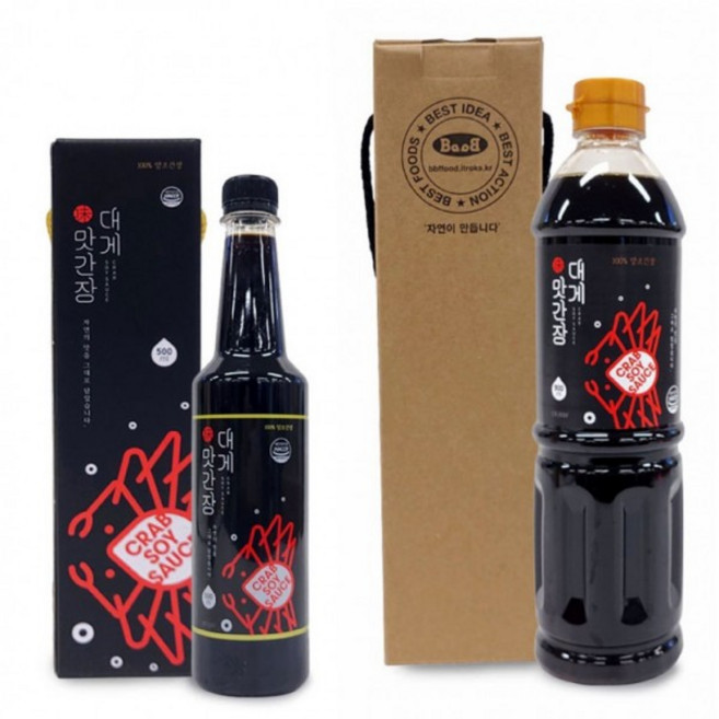 감사한분들께 고급 자연의 맛 그대로 대게 간장 100프로 양조 육수 국 탕 절골 선물용 케이스 포함 중소기업 회사 명절 선물 세트, 1개, 500ml