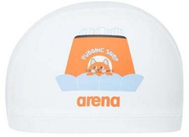아레나 vs 귀여운 수영모 푸딩 아동 코팅수모 A5AC1AQ51WHT MNT BLK 수모 수영모자, 22.5X13.5 cm, WHT, 1개