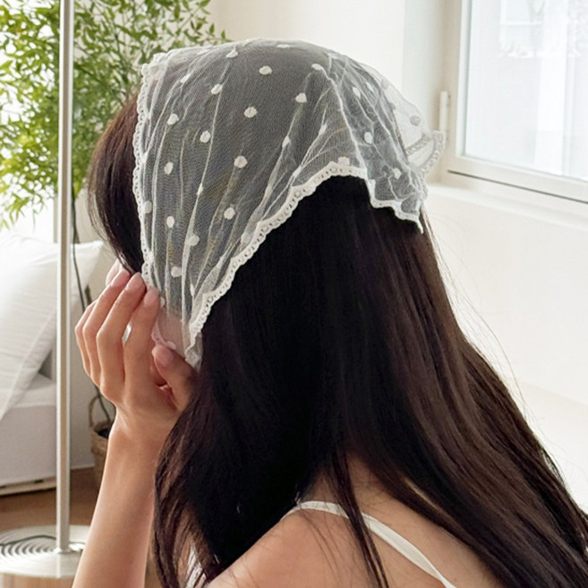 블루씨티 피에닌 레이스 망사 패턴 스카프 헤어두건