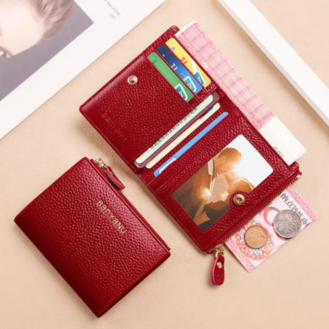 프리미엄 심플 슬림 여성 소가죽 반지갑 BYN-8109