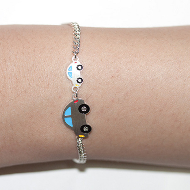 [르클레보] 아기자동차 미아방지 유아동 실버팔찌 SB9376, 5번 궁서체, 배송메모에 이름 연락처기재바랍니다, 1개