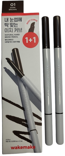 웨이크메이크 내추럴 하드 브로우 펜슬, 01 DARK BROWN, 2개