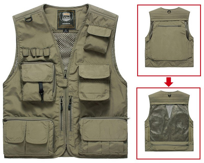 이태곤낚시 바다 민물 루어 계류 쏘가리 낚시 조끼 남여사이즈, 1개, M, 카키