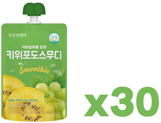 천호엔케어 식이섬유를담은키위포도스무디 장건강음료, 30개, 100ml
