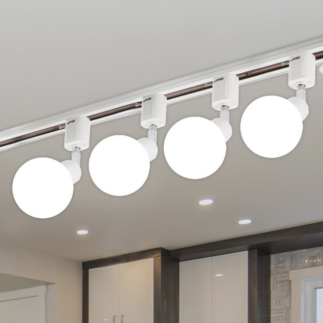 성진조명 레일조명 자유봉+전구 세트 (레일미포함), 화이트+주광색, 4개