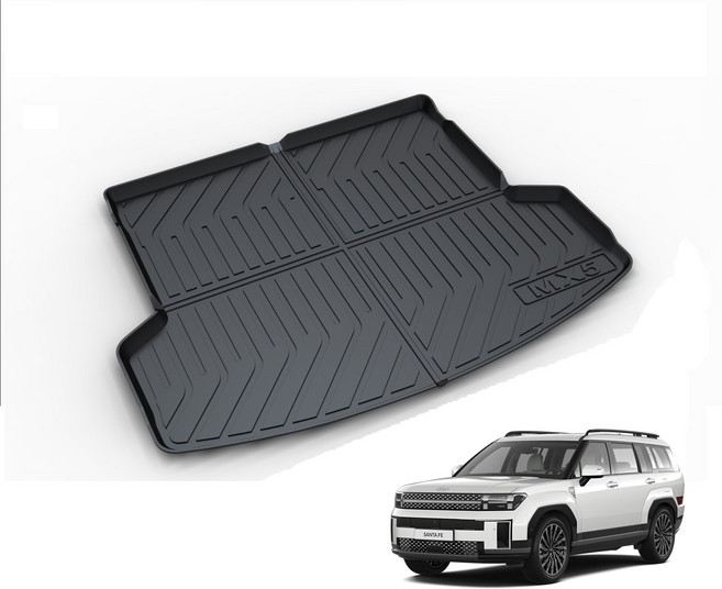 리얼핏 싼타페 MX5 5인승 트렁크매트 카본디자인 논슬립 3D TPE [호환], 카본블랙