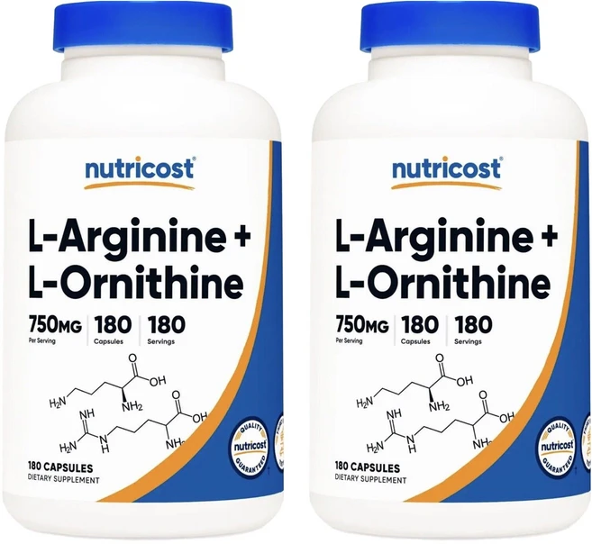 뉴트리코스트 L-아르기닌 + L-오르니틴 750mg 캡슐, 180정, 2개 - 쿠팡
