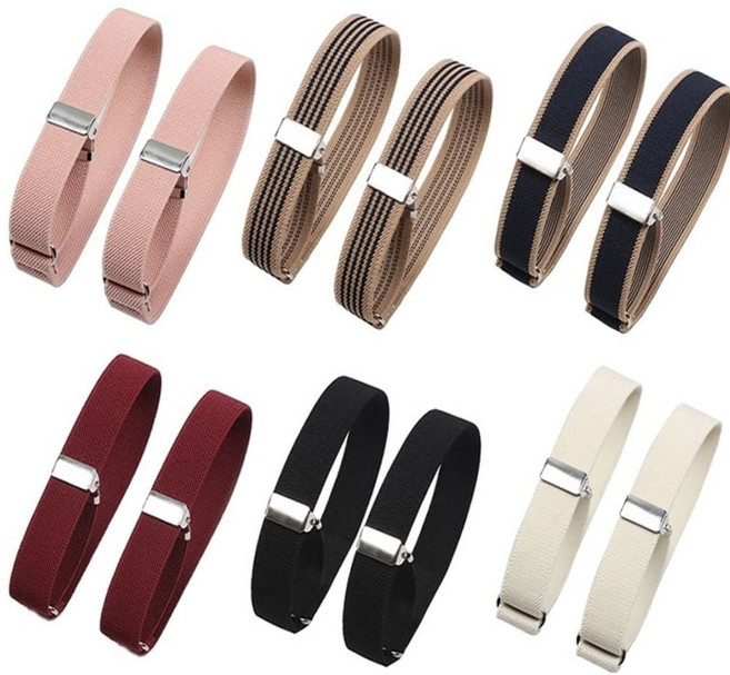 셔츠 옷집게 한쌍 커프스 슬리브홀더 조절식 신축성 소매흘러내림방지 팔소매, 레드