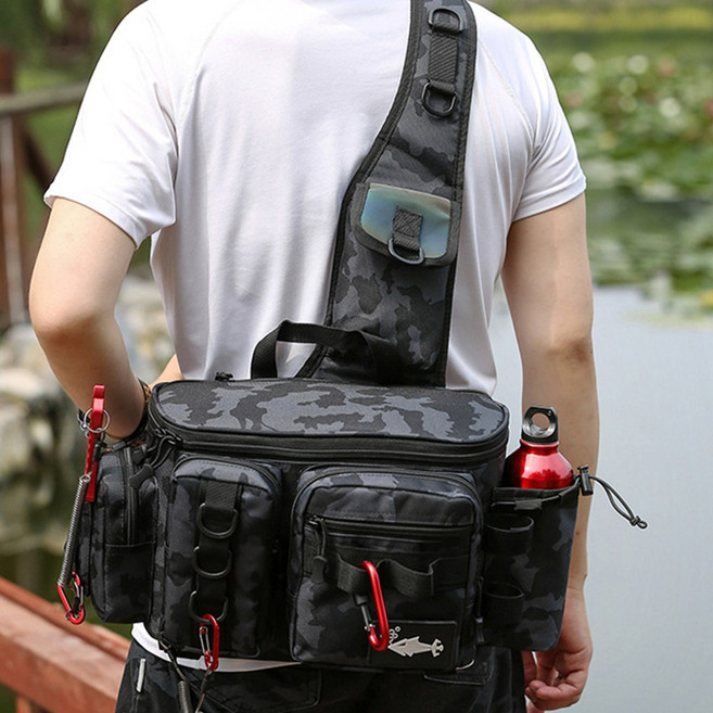 듀라맥스 낚시 루어가방 크로스백 다용도 멀티포켓 3Way, 네이비카모, 네이비카모