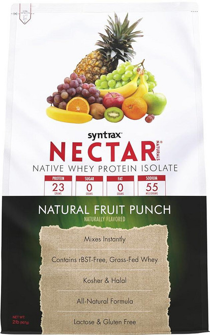 Syntrax Nutrition Nectar Naturals 100% 분리 유청 단백질 파우더 천연 과일 펀치 0.9kg(2파운드), Syntrax Nutrition Nectar Natur, 1개