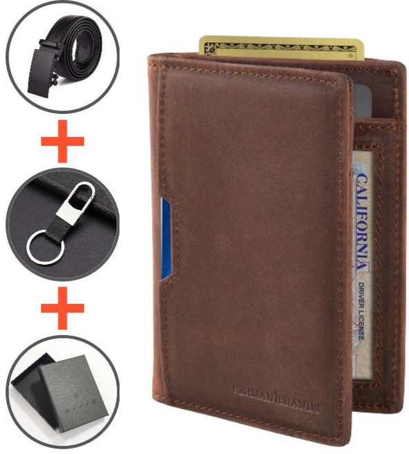 셔먼브랜드 스타일리쉬 남성 명품 슬림 반지갑 (벨트 + 키링)