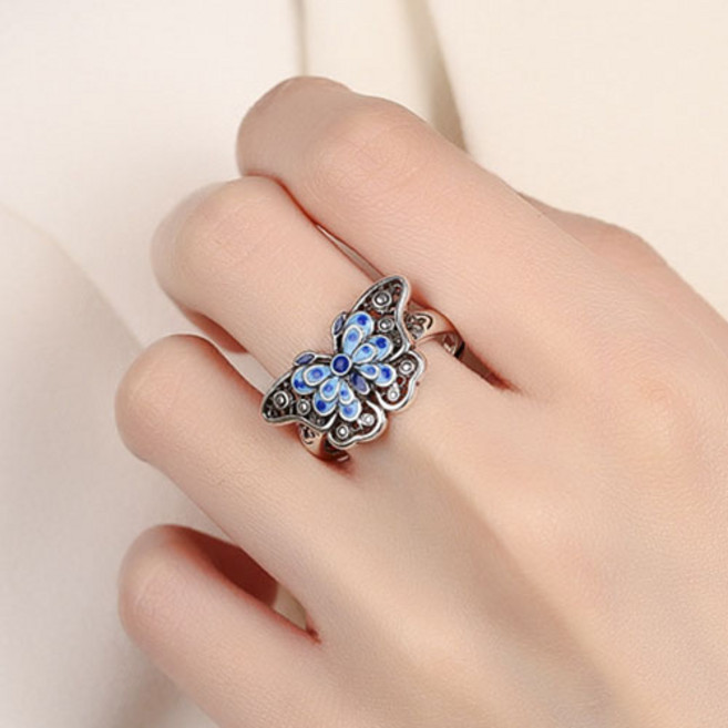 여성 재물복 금전운 소원 행운 포인트 오픈링 나비 반지 A2252