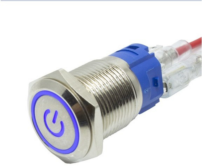 16파이 푸쉬 LED 전원마크 / 12V / 방수 메탈 스위치 / 레드 그린 블루, 1개