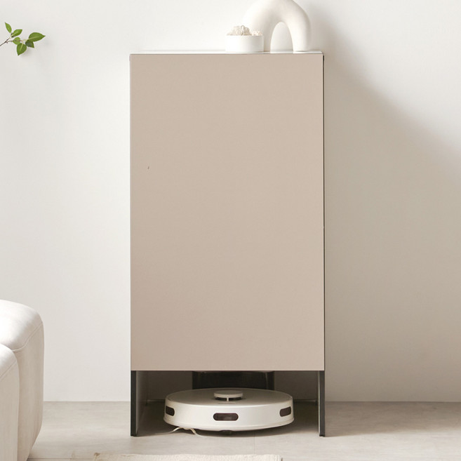 힘찬리빙 셀라 500 로봇청소기 도어 수납장 주방 로봇 청소기장 로보락 보관함 거실 선반, 셀라 500 로봇청소기 도어 수납장(베이지)