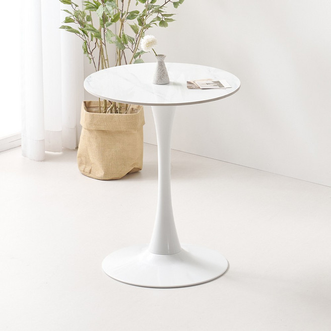 라로퍼니처 오스틴 600 800 원형 포세린 세라믹 화이트 / 블랙 프레임 식탁 부부 티 테이블, 없음