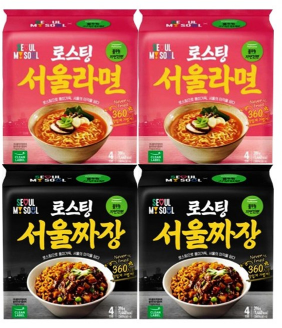 풀무원 로스팅 서울라면 388g + 짜장 396g, 4세트