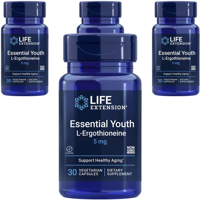 라이프익스텐션 에센셜 유스 L-에르고티오네인 5mg 베지테리언 캡슐, 4개, 30정 - 쿠팡