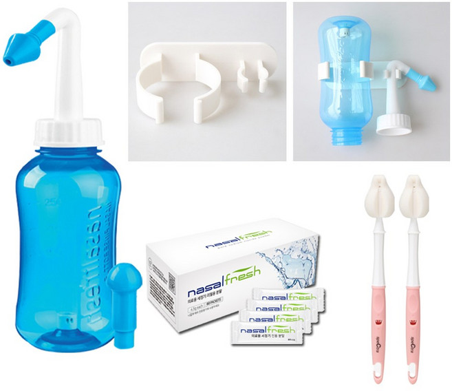 코세척기 나잘후레쉬 코세정 풀세트 (코세척용기+분말60포+거치대+세척솔), 1세트