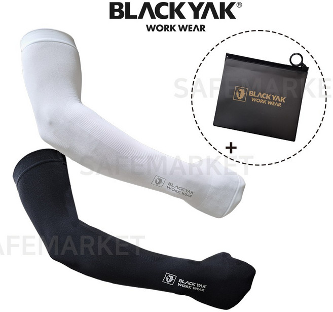 블랙야크 심리스 손등형 쿨토시 팔토시 1+1 파우치세트, 블랙+화이트+파우치1매세트, 1세트