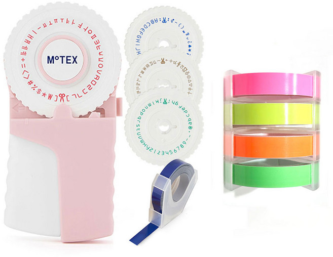 또각이 엠보싱 라벨기 E-303 라이트 핑크세트 + 형광 리필테이프 4색, 1개