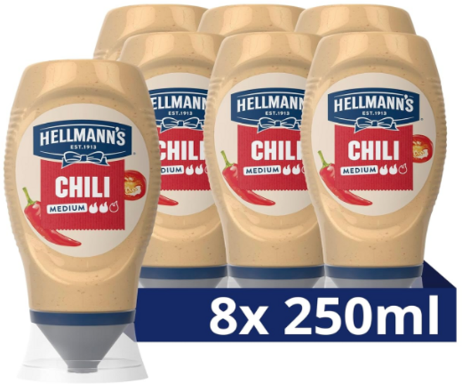독일 헬만 Hellmann's 칠리 핫소스 크리미 딥핑 버거 샌드위치 감자칩와 함께, 8개, 250ml