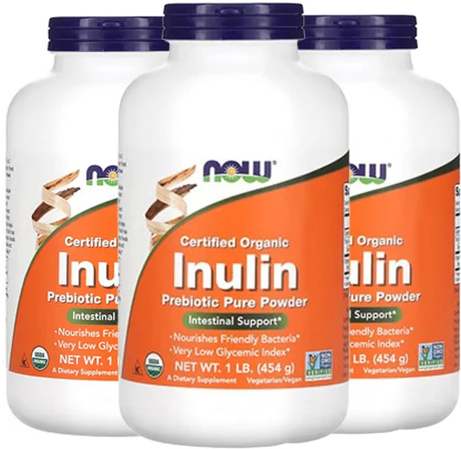 나우푸드 유기농 인증 이눌린 프리바이오틱 순수 분말 1lb, 454g, 3팩 - 쿠팡