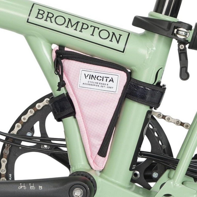 Vincita Boomerang Bag 3.0 – Brompton 바이크용 프레임 백 A C P 라인 마그네틱 마운트가 있는 미끄럼 방지 슬림 공구 파우치 탈착식 스트랩 밝은, 립스톱 핑크