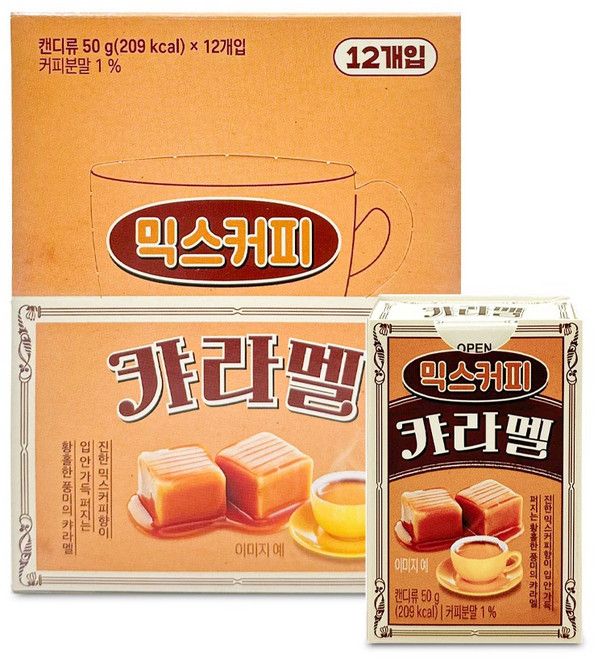 믹스커피 카라멜, 12개, 50g